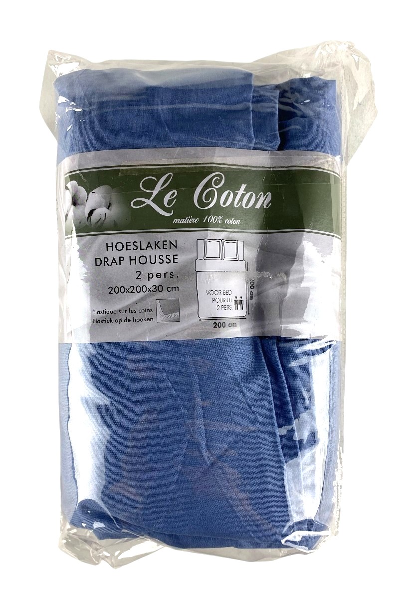 draps housse cotton 200x200x30cm ass