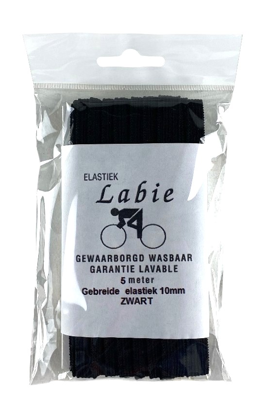 labie elastiek 5mtr 10mm zwart