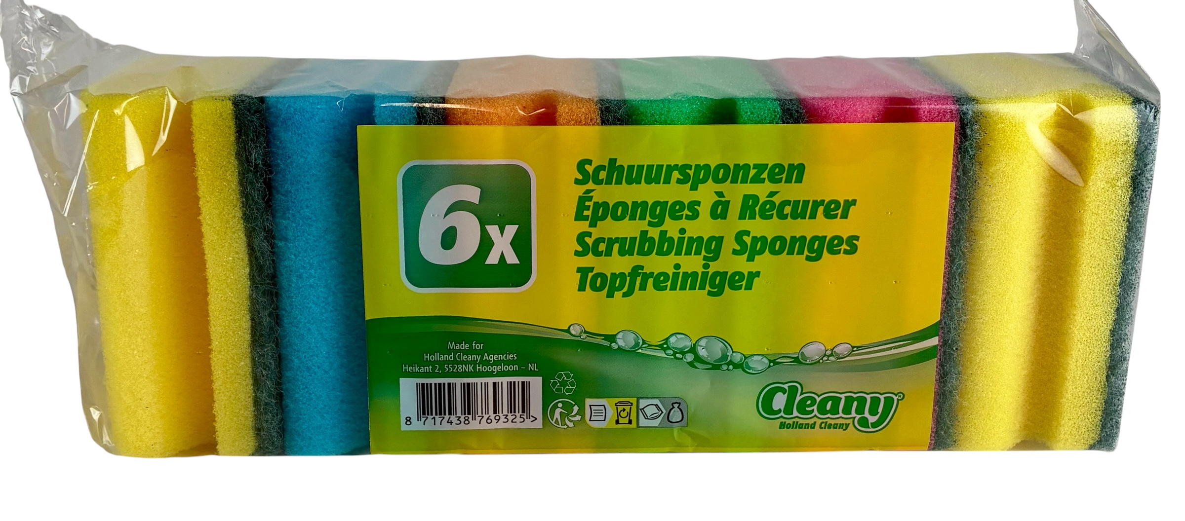 eponges a recurer x6 cleany 95x70x43mm