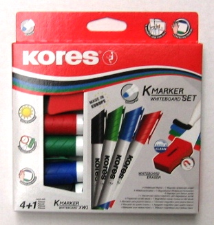 kores s-4 whiteboard marker ronde tip+bordwisser