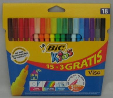 bic kids viltstiften visa 15+3 gratis