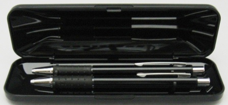 stylo bille+porte-minnes en boite plastic noir