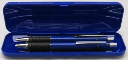 stylo+vulpotlood in plastic doosje blauw promo