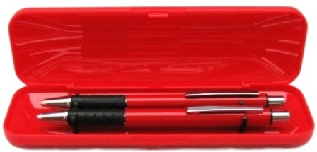 stylo+vulpotlood in plastic doosje rood promo