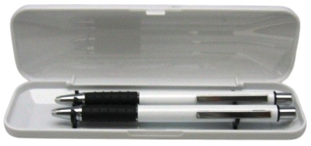 stylo bille+porte-minnes en boite plastic blanc stockverkoop schrijfwaren