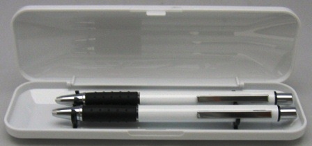 stylo bille+porte-minnes en boite plastic blanc