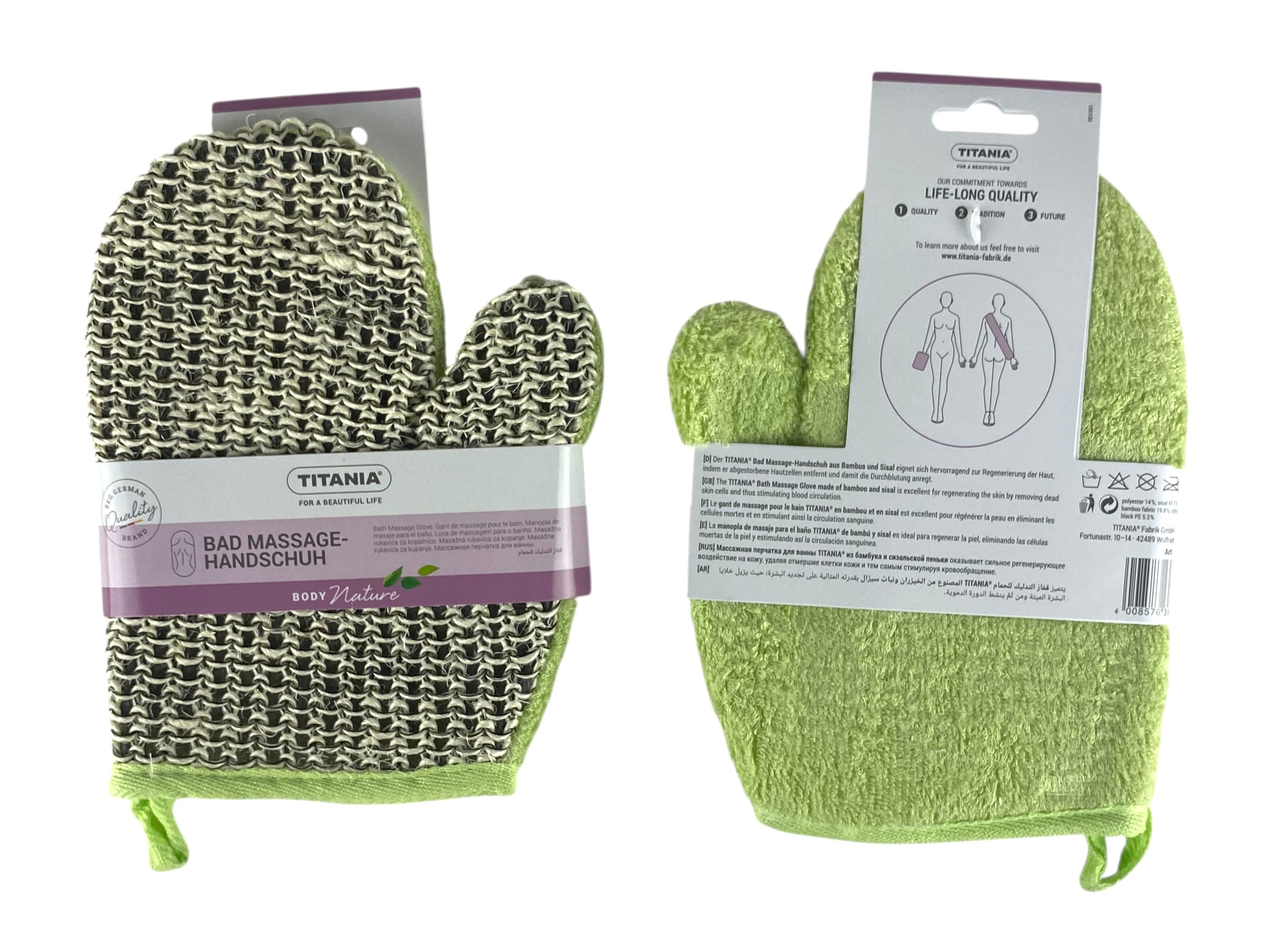 titania bain gant de massage vert