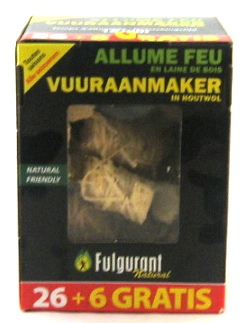 vuuraanmaker in houtwol naturel 26+6