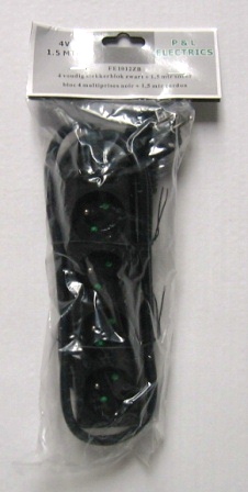 stekkerblok 4dlg zwart+kabel 1.5m