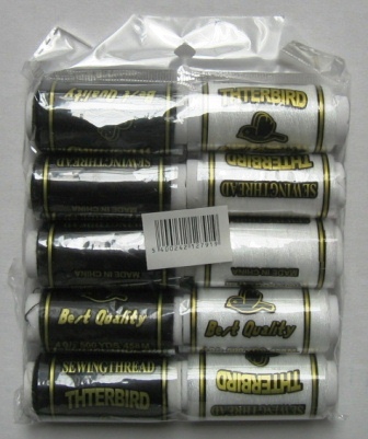 naaigaren x10 wit-zwart