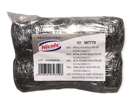 schuurspons inox spiraal pro 60gr x10 nicols