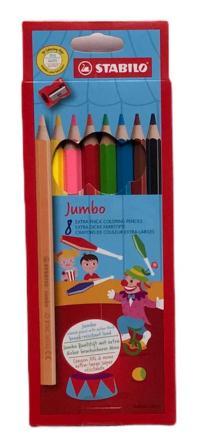 stabilo 8 trio jumbo crayons de couleur