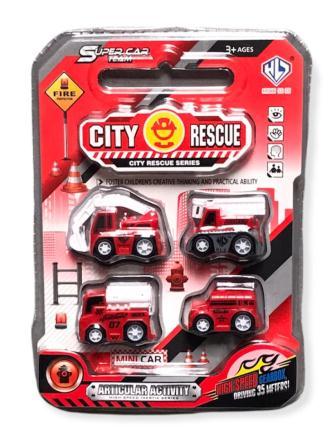 voiture set pompiers-police 4pcs