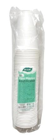 s-50 bekers 22cl wit herbruikbaar plast. algon