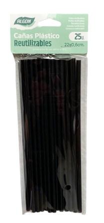 rietjes zwart plast.set-25 22x0.6cm