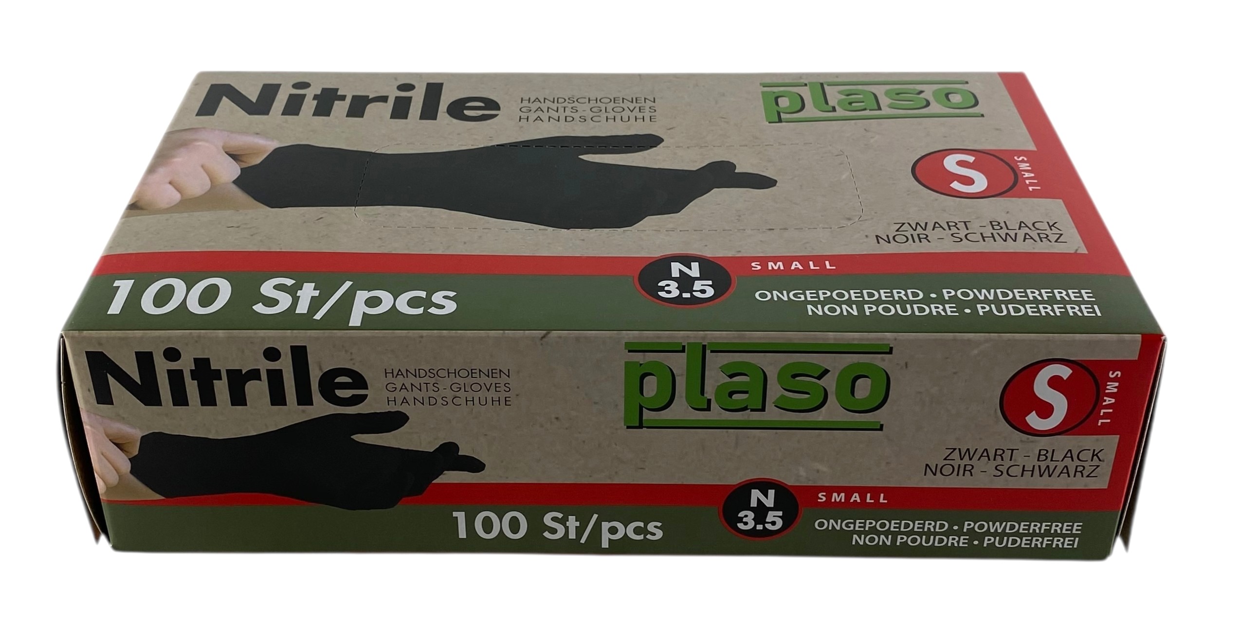 x100 nitrile handschoenen zwart ongepoederd small plaso