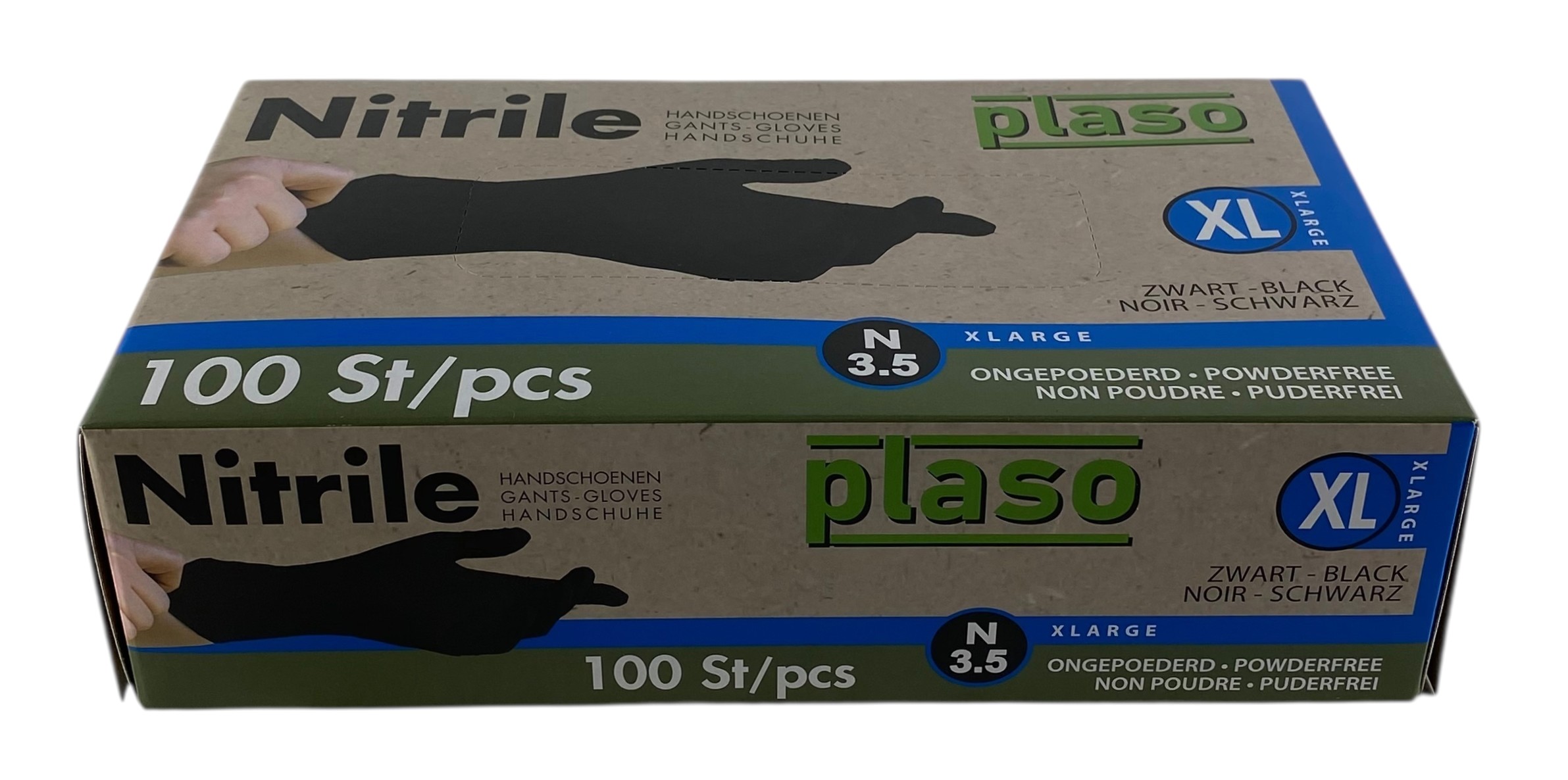 x100 nitrile handschoenen zwart ongepoederd xl plaso