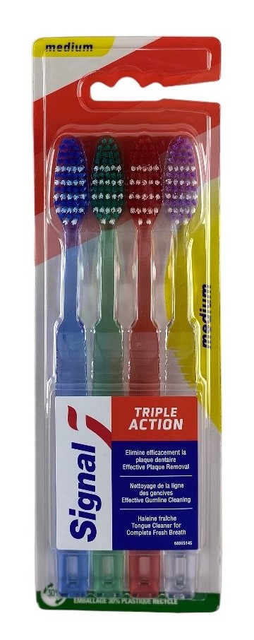 signal brosse de dents 4pcs triple action medium