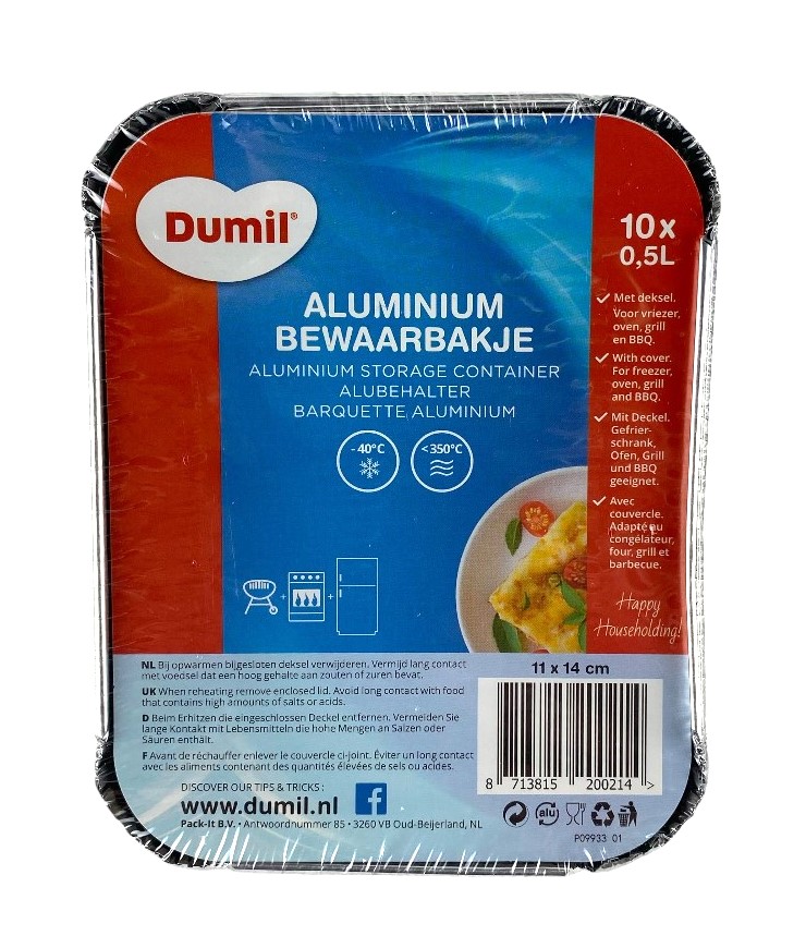 dumil aluminium 0.5l bewaarbakje 10x promo