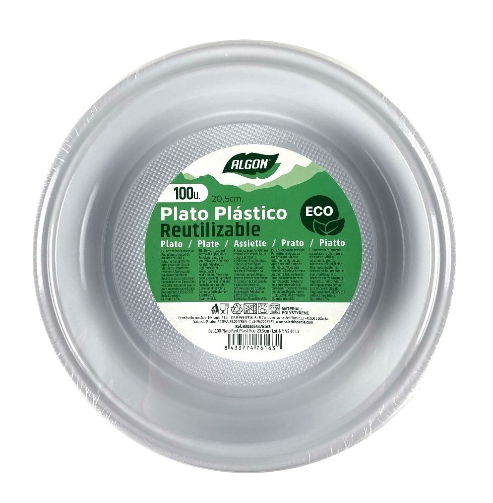 x100 plastic borden 20.5cm herbruikbaar algon