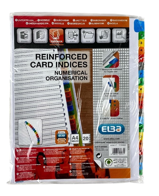 x20 intercalaires carton chiffres promo