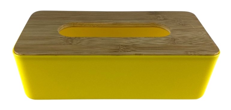 tissuebox bamboe geel 25cm