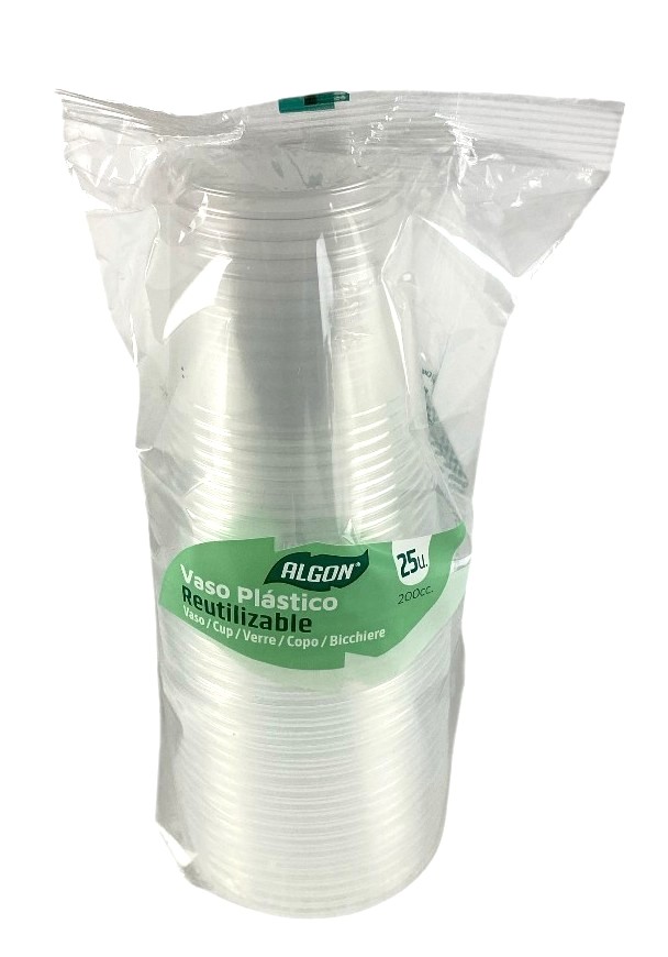 s-25 bekers 20cl transp. herbruikbaar plast. algon
