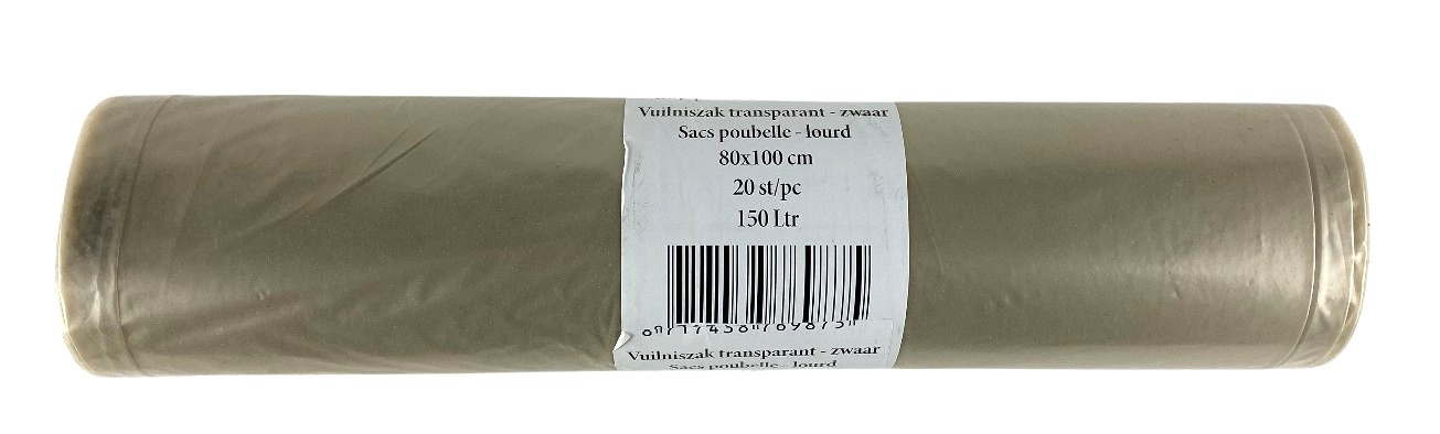 x20 vuilzakken transparant 80x100 50 micron