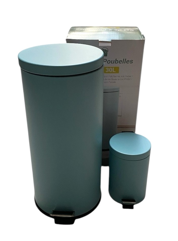 vuilbak met pedaal set 2 blauw