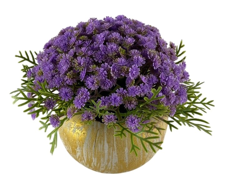bloempot paarse bloemetjes