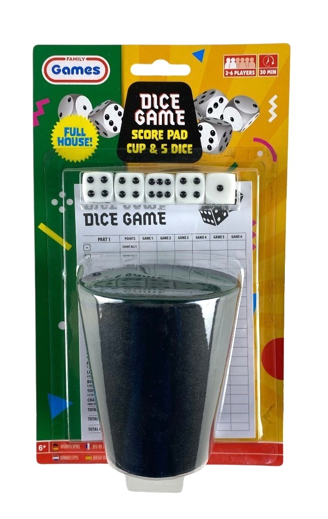 dobbelsteenset dice game + 5 dobbelstenen stockverkoop klein speelgoed