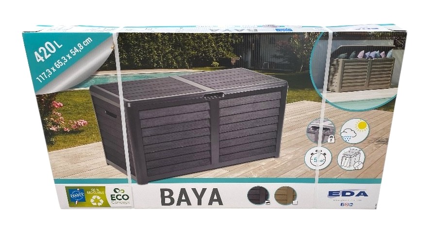 box malle baya 420l gris stockverkoop huis- en comfort