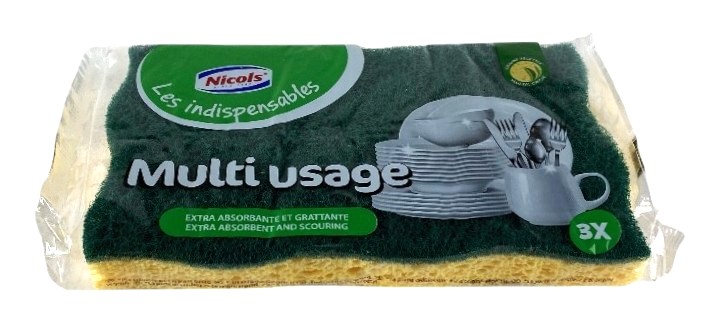 s-3 eponge abrasive nicols cello multi usages vert