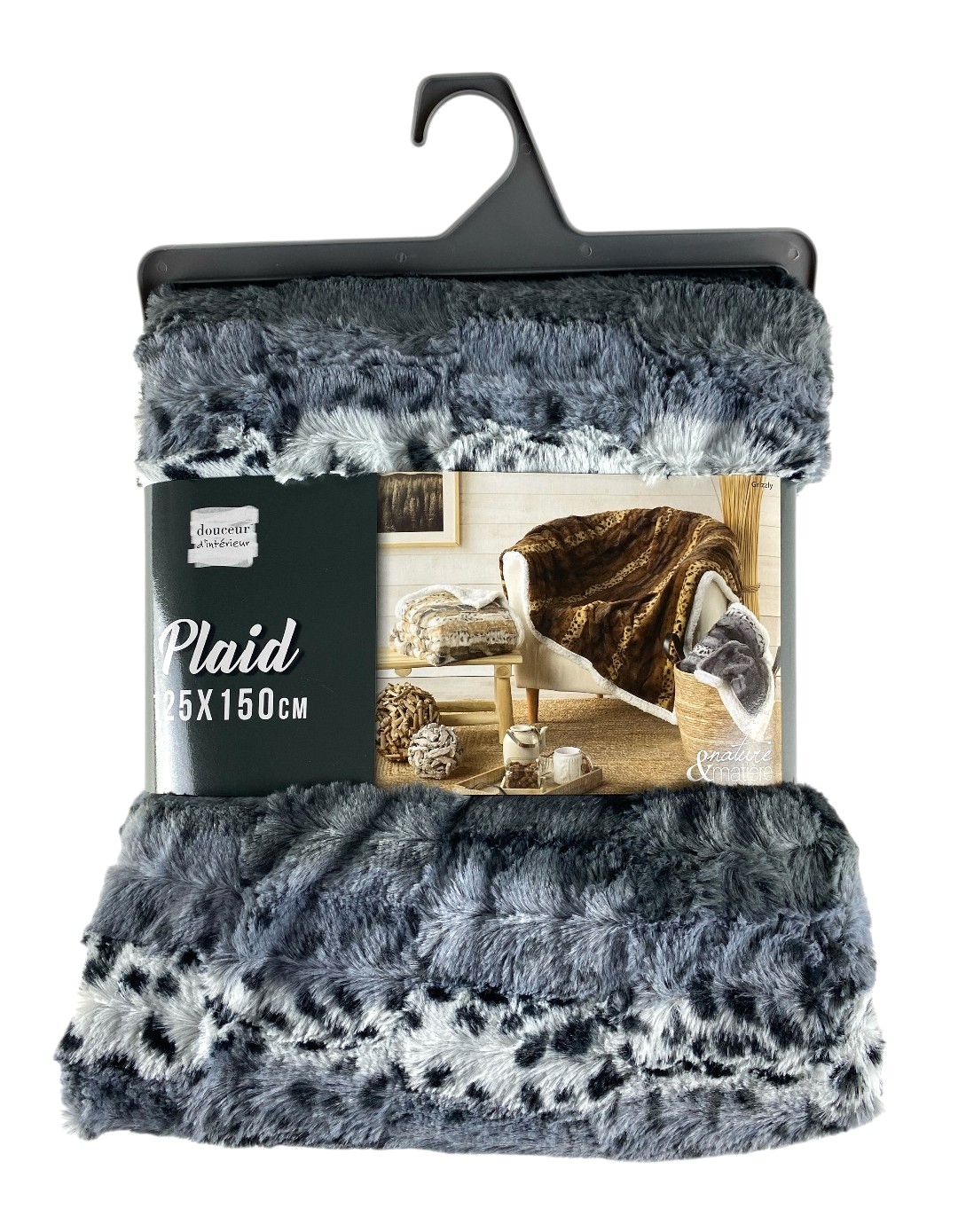 plaid deken 125x150 cm grizzly grijs promo