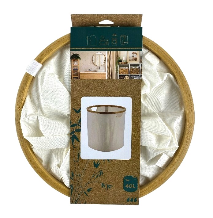 linnenmand rond bamboe wit 38cm