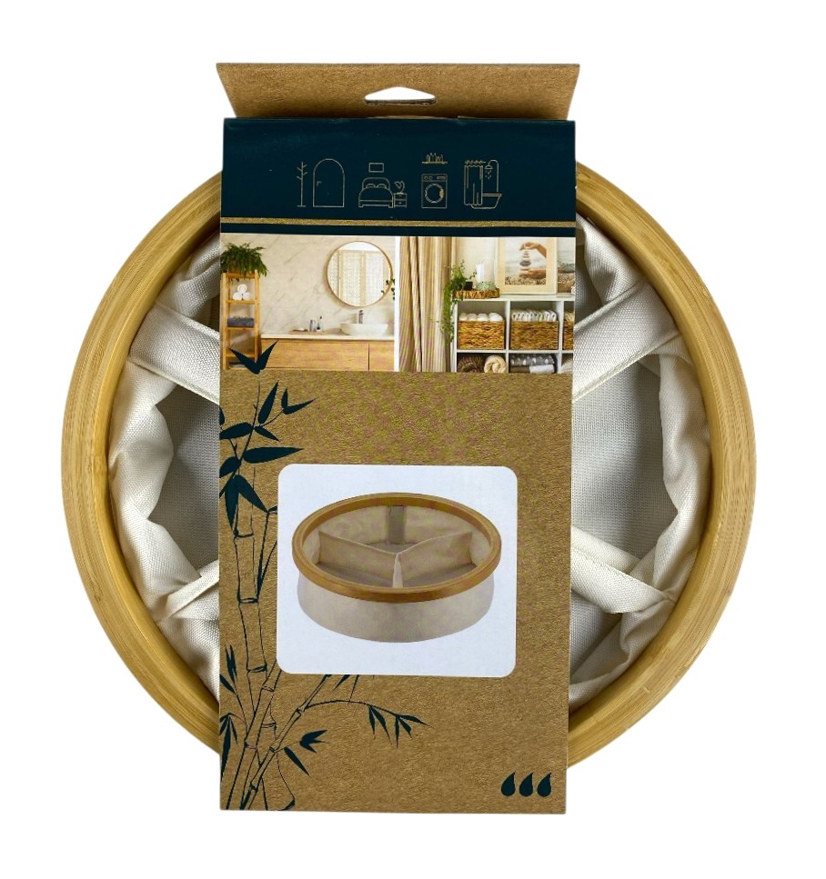 opbergmand rond bamboe wit