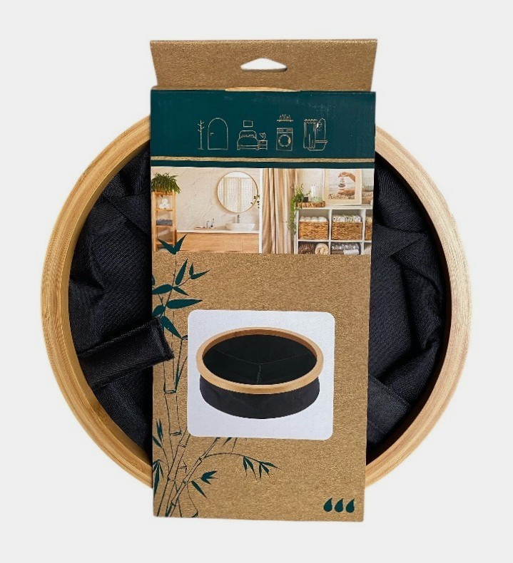 opbergmand rond bamboe zwart