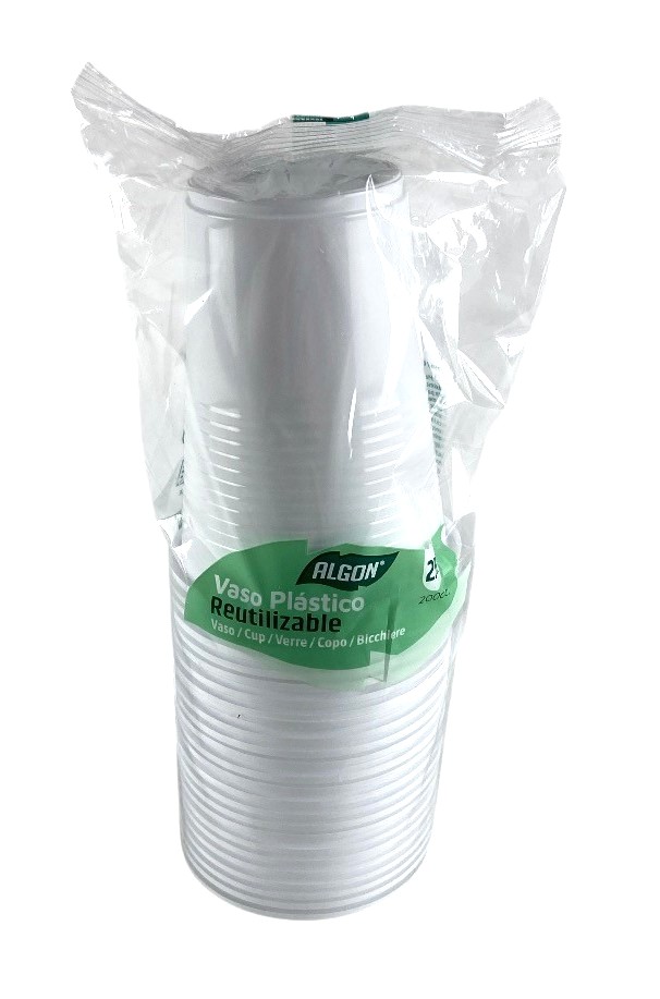 s-25 bekers 20cl wit herbruikbaar plast. algon