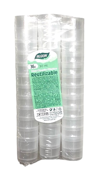 druppelbekers 3cl x36 herbruikbaar algon stockverkoop biobright/composteerbaar