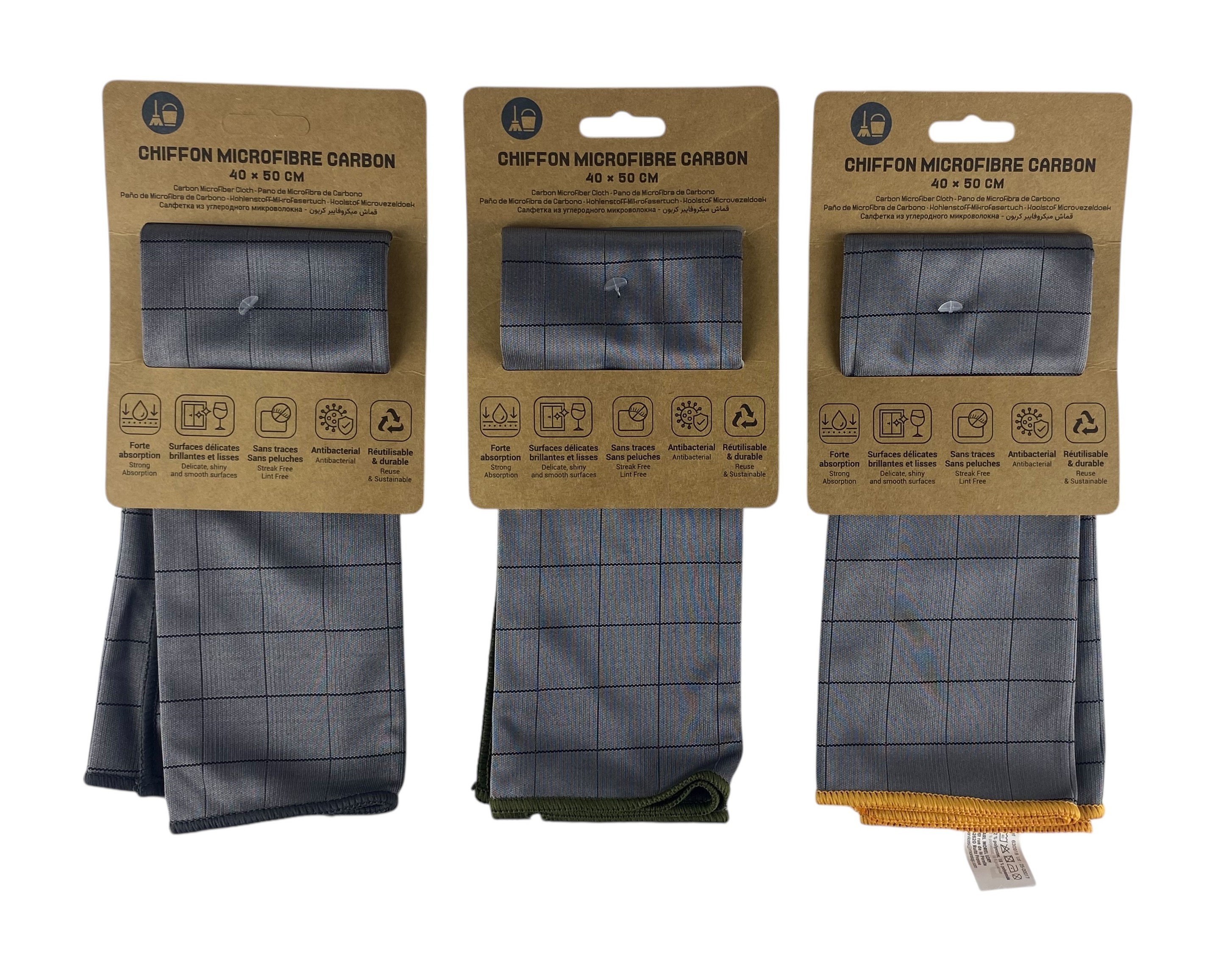 chiffon microfibre carbon verresvaiselle 40x50cm stockverkoop microvezeldoek
