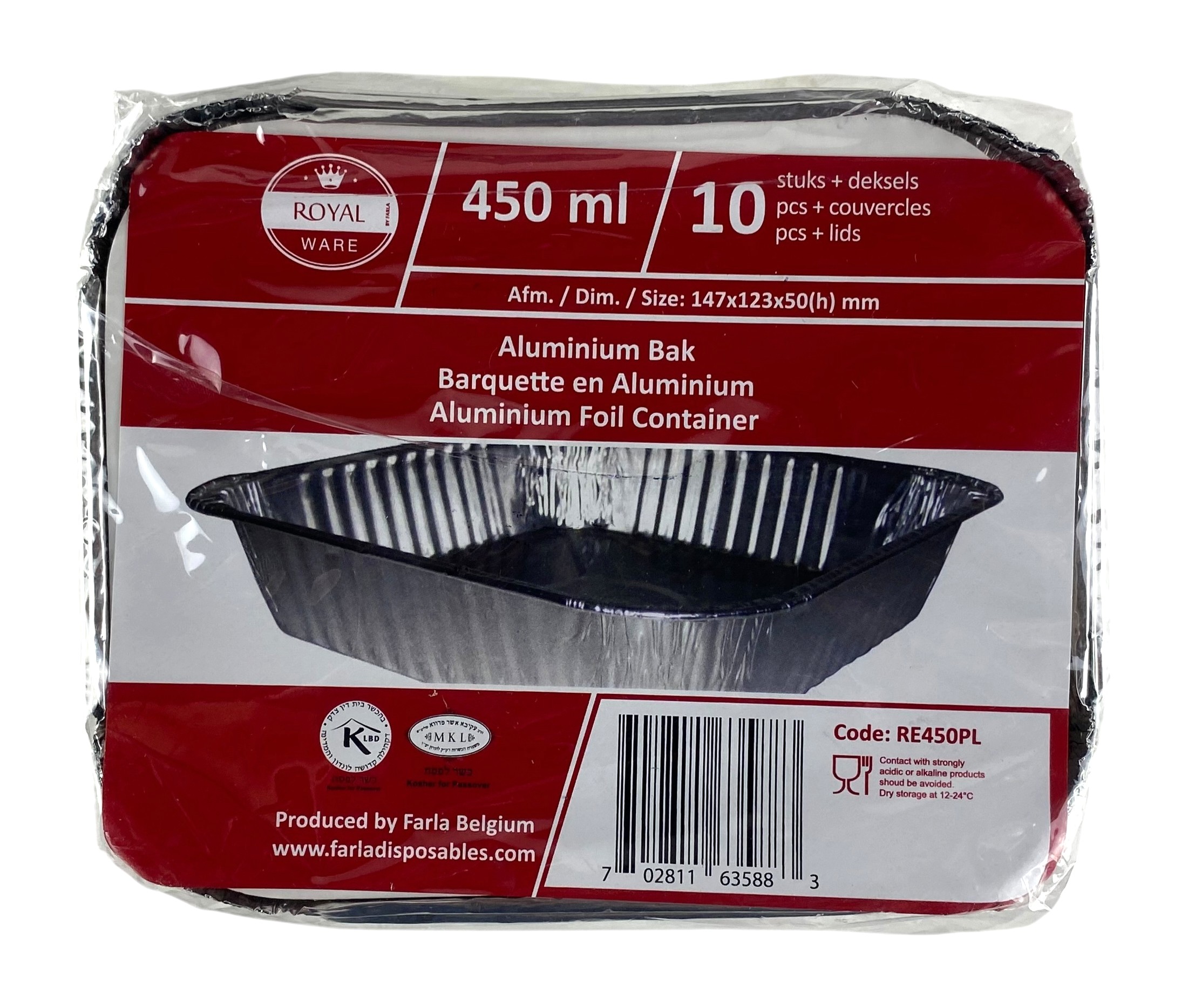 barquette x10 aluminium 450ml 147x123x50mm promo