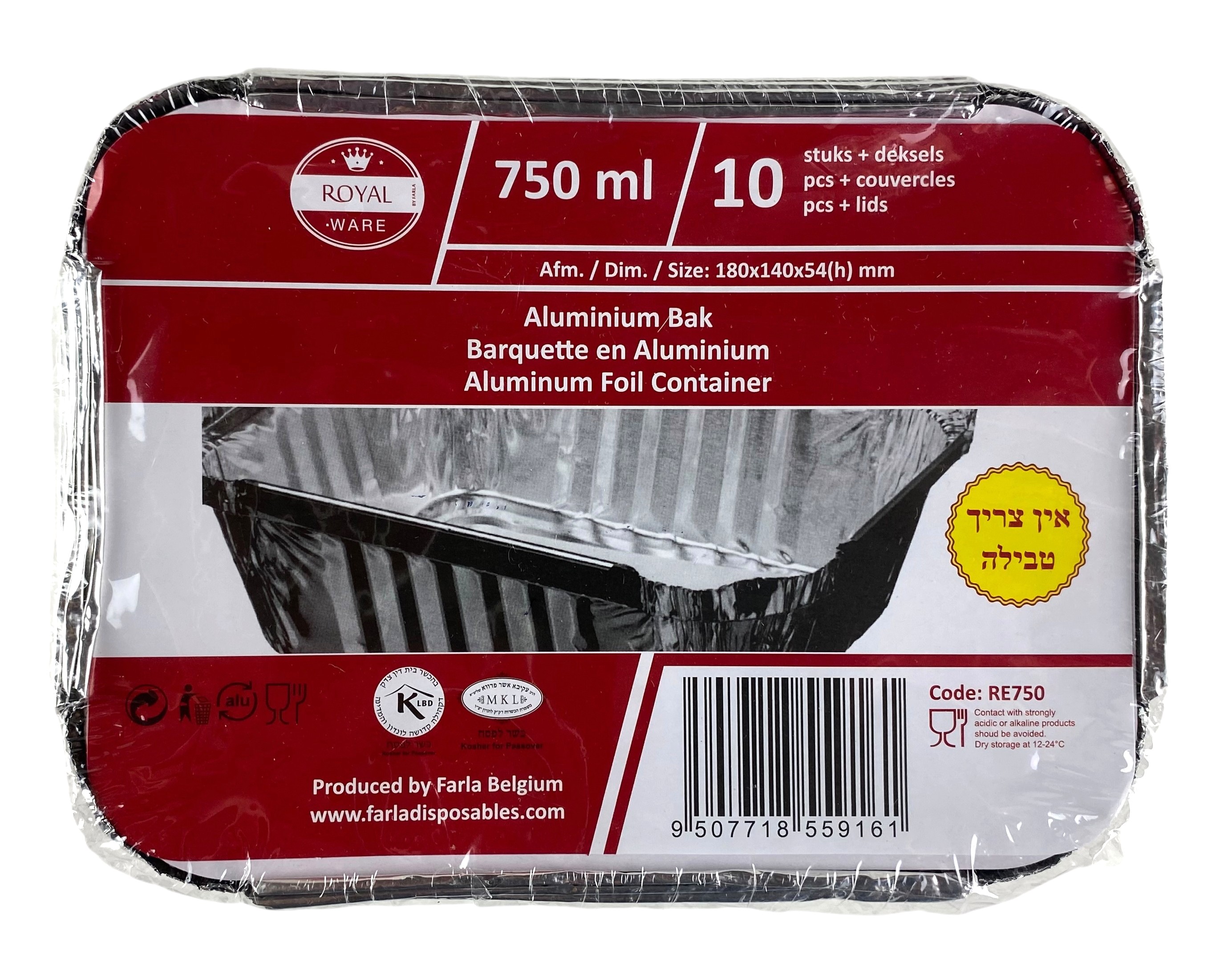 barquette x10 aluminium 750ml 180x140x54mm promo