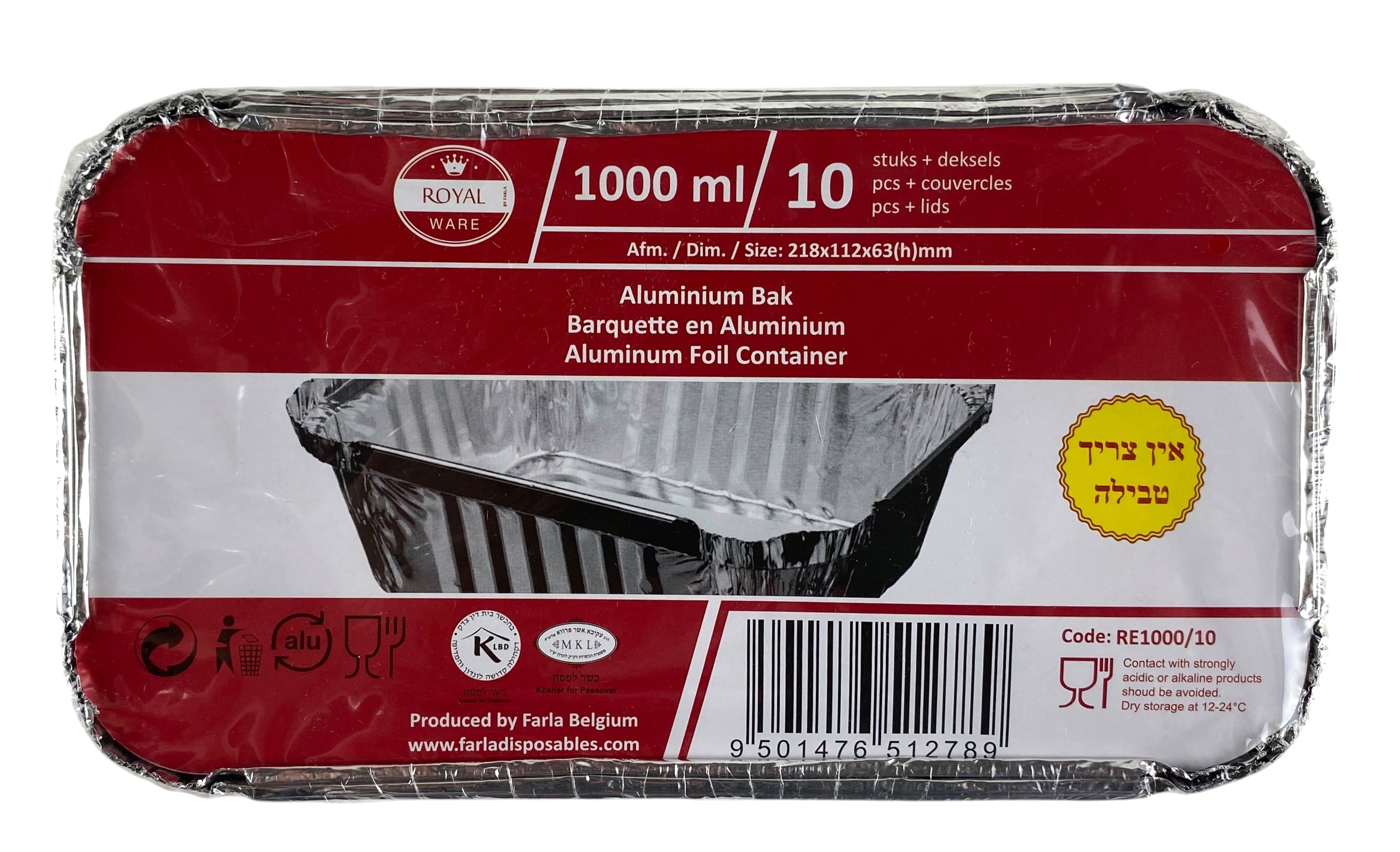 barquette x10 aluminium 1000ml 218x112x63mm promo