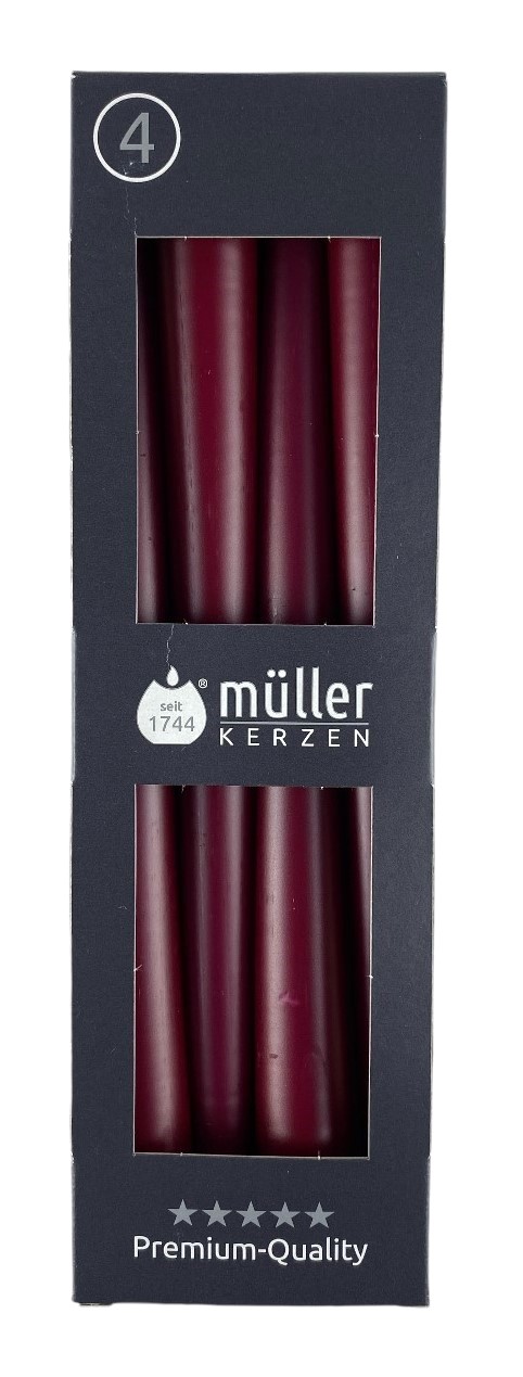 x4 bougies 25cm vin de couleur