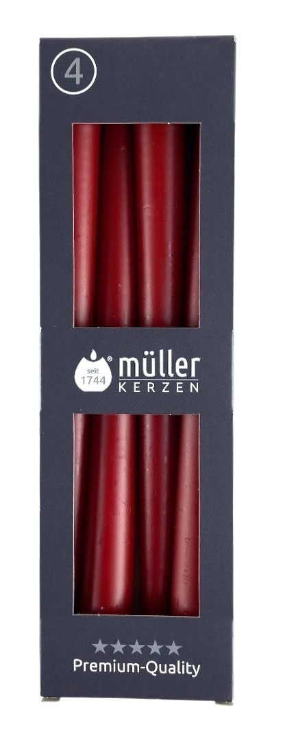 x4 gotische kaarsen 25cm karmijnrood