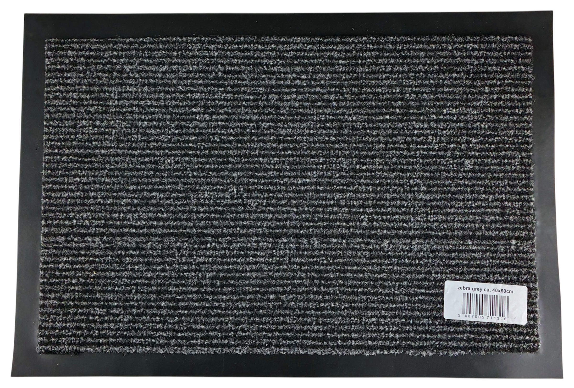 voetmat rubber rand zwart-grijs gestreept 60x40 stockverkoop voetmatten