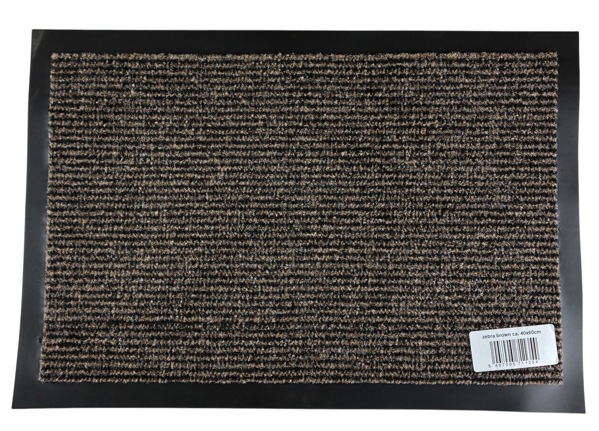 voetmat rubber rand zwart-grijs-bruin streep 60x40 stockverkoop voetmatten