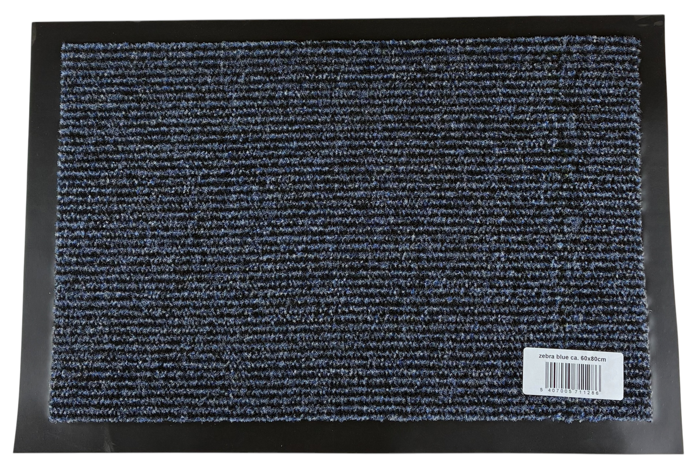 voetmat rubber rand blauw-zwart-bruin streep 60x40 stockverkoop voetmatten