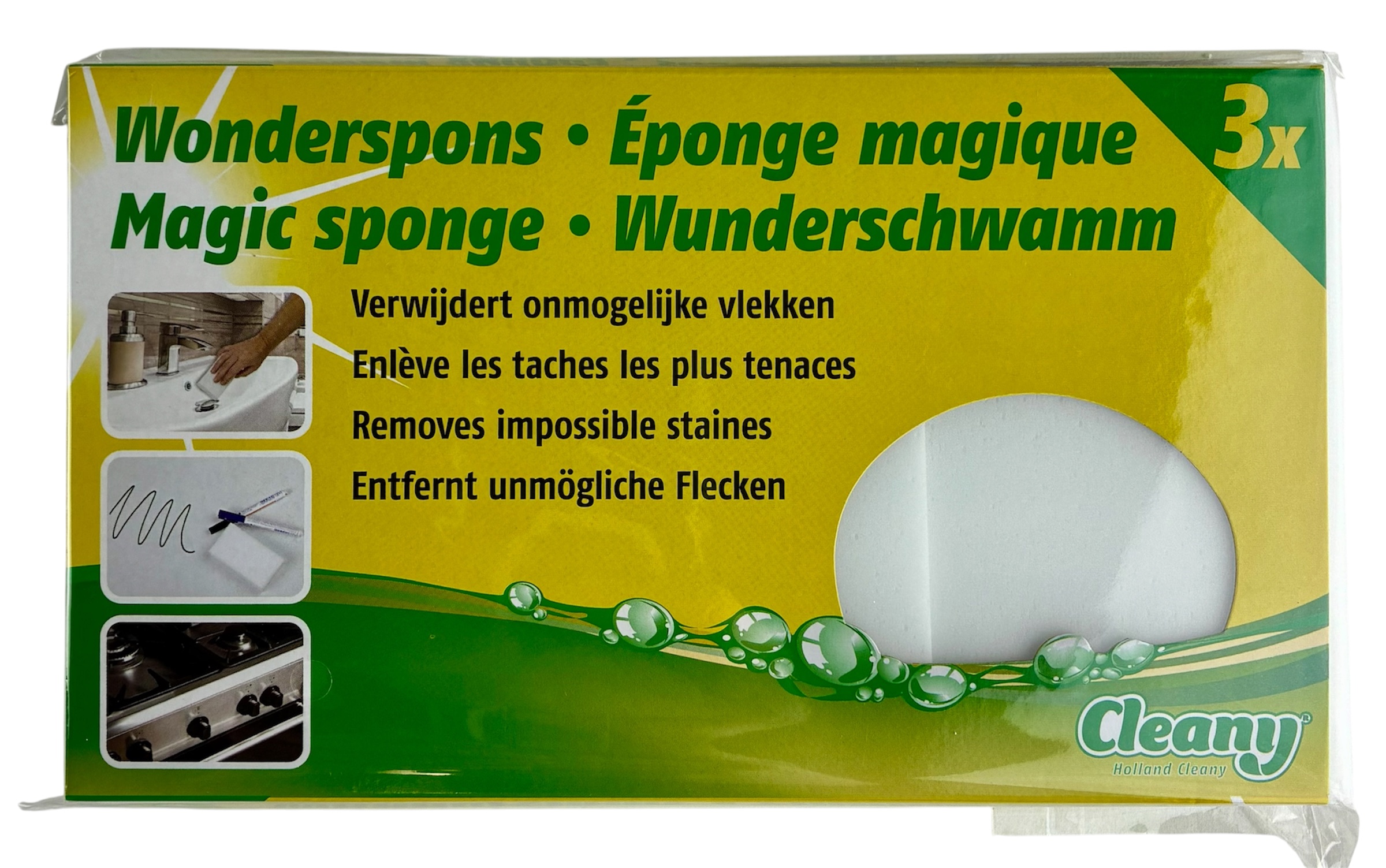 s-3 wonderspons cleany wit 110x64x28mm stockverkoop sponsen
