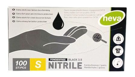 x100 nitrile handschoenen zwart ongepoederd small